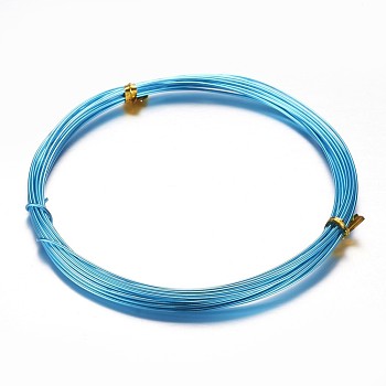 Round Aluminum Craft Wire, for Beading Jewelry Craft Making, Deep Sky Blue, 18 Gauge, 1mm, 10m/roll(32.8 Feet/roll)
