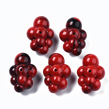 Acrylic Beads, Imitation Gemstone Style, Red, 33x23x17mm, Hole: 2mm, about 80pcs/500g