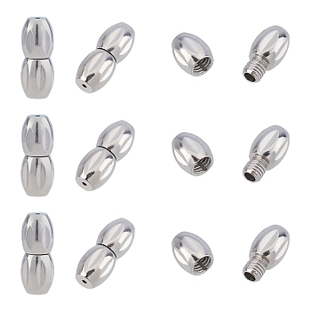304 Stainless Steel Screw Clasps, Oval, Stainless Steel Color, 12x5mm, Hole: 0.7mm