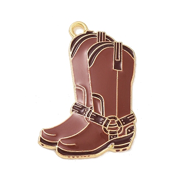 West Cowboy Theme Golden Plated Alloy Enamel Pendants, Boot, 31x20x2mm, Hole: 1.8mm