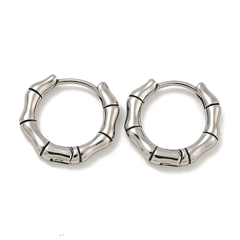 316 Surgical Stainless Steel Hoop Earrings, Ring, Antique Silver, 15.5x3mm