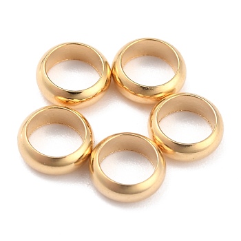 Rack Plating Brass Spacer Beads, Long-Lasting Plated, Flat Round, Real 24K Gold Plated, 7x2.5mm, Hole: 5mm