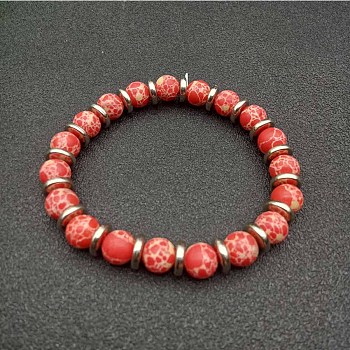 Round Synthetic Turquoise Beaded Stretch Bracelets for Women Men