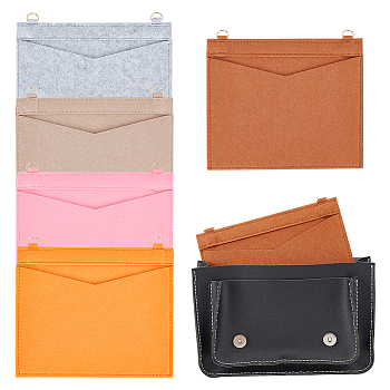 WADORN 5Pcs 5 Colors Wool Felt Bag Organizer Inserts, with Light Gold Tone Alloy D-Rings, for Envolope Bag Accessories, Rectangle, Mixed Color, 17.8x21x0.2cm, Hole: 9x13mm, 1pc/color