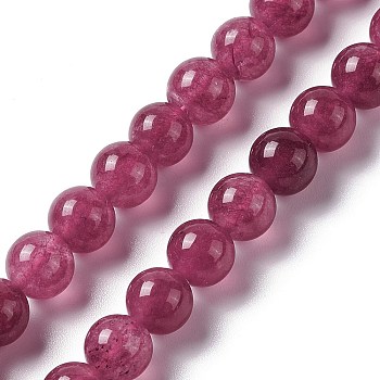 Natural Jade Imitation Garnet Beads Strands, Dyed, Round, 8mm, Hole: 1mm, about 46pcs/strand, 15.16''(38.5cm)