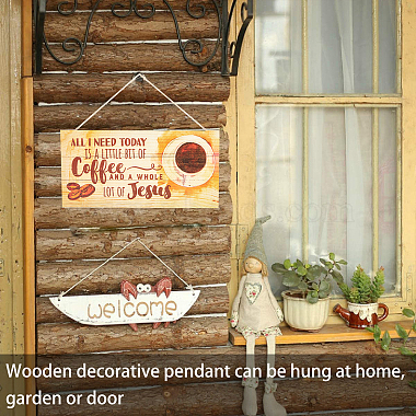 CREATCABIN 1Pc Natural Wood Hanging Wall Decorations for Front Door Home Decoration(AJEW-CN0001-02I)-7