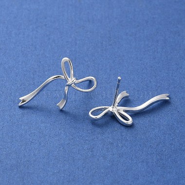 925 Sterling Silver Bowknot Stud Earrings(EJEW-P296-05S)-2