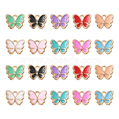 Light Gold Mixed Color Butterfly Alloy+Enamel Charms