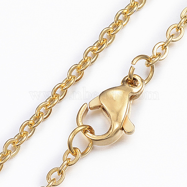 304 Stainless Steel Cable Chain Necklaces(NJEW-H445-04G)-2