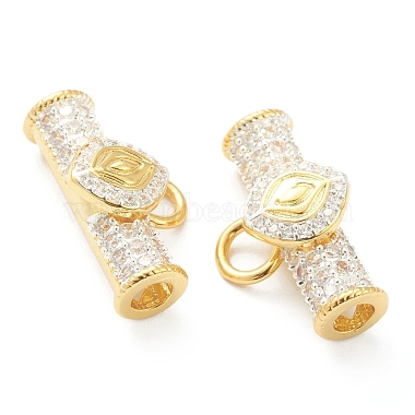 Real 18K Gold Plated Clear Column Brass+Cubic Zirconia Hanger Links
