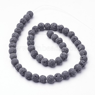 Brins de perles de lave naturelle non cirés(X-G-F309-4mm)-2