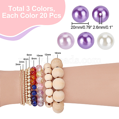Elite 60Pcs 3 Colors Custom Resin Imitation Pearl Beads(RESI-PH0001-93)-2