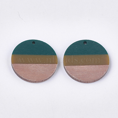 Tri-color Resin & Walnut Wood Pendants(RESI-S358-78F)-2