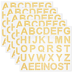 4 Sheets Rhinestone Stickers, Crystal Gems Decals, Half Round, for DIY Art Craft, Scrapbooking, Letter, Gold, 290x248x2mm(DIY-SP0003-92B)
