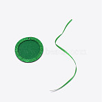 Flat Round Felt Glitter Photo Frame Card, with Ribbon, for Christmas Pendant Decorations, Green, 70x2.5mm, Hole: 4mm, 50mm inner diameter(HJEW-WH0036-10B)