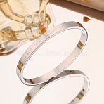 Engraved 304 Stainless Steel Hinged Bangles for Women, Word Forever & I Love You, Stainless Steel Color, Inner Diameter: 2.36 x 1.93 inch(6 x 4.9cm)(BJEW-K307-01P)