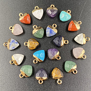 Random Natural & Synthetic Gemstone Charms, with Golden Tone Metal Loops, Heart, 14x10mm(HEAR-PW0001-060)