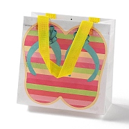 Summer Beach Theme Printed Flip Flops Non-Woven Reusable Folding Gift Bags with Handle, Portable Waterproof Shopping Bag for Gift Wrapping, Rectangle, Colorful, 9x19.8x20.5cm, Fold: 24.8x19.8x0.1cm(ABAG-F009-E02)