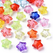 Transparent Acrylic Beads, Bead in Bead, Faceted, Star, Mixed Color, 14x15x8.5mm, Hole: 2mm(X-TACR-S152-02A-A)