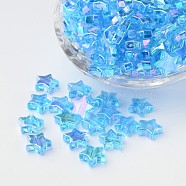 Eco-Friendly Transparent Acrylic Beads, Star, AB Color, Deep Sky Blue, 10x4mm, Hole: 1.5mm, about 100pcs/bag(TACR-YW0001-01G)