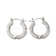 304 Stainless Hoop Earrings for Women, Donut, Stainless Steel Color, 24.5x23x2.5mm(EJEW-Z026-34P)