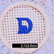 (Clearance Sale)Computerized Embroidery Cloth Self Adhesive Patches, Stick on Patch, Costume Accessories, Letter, Blue, D:27x26mm(FIND-TAC0002-02D)