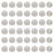 Elite 50Pcs Round 925 Sterling Silver Textured Beads, Silver, 3mm, Hole: 1mm(STER-PH0001-66)