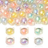 60Pcs 6 Colors UV Plating Rainbow Iridescent Acrylic Beads, Two Tone Bead in Bead, Cat, Mixed Color, 16x18.5x14.5mm, Hole: 3.5mm, 10pcs/color(OACR-CJ0001-36)