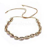 Cowrie Shell Beads Necklaces with Nylon Thread Cord and Brass Beads, Golden, 12.5 inch~28.3 inch(32~72cm)(NJEW-JN02406)