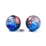 Transparent Crackle Acrylic Beads, Round, Blue, 8x7.5mm, Hole: 1.8mm, about 1700pc/500g(CACR-N002-15A)