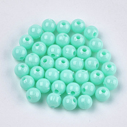 Opaque Plastic Beads, Round, Pale Turquoise, 6x5.5mm, Hole: 1.8mm, about 4790pcs/500g(KY-T005-6mm-618)