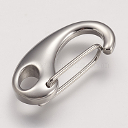 304 Stainless Steel Push Gate Snap Keychain Clasp Findings, Stainless Steel Color, 40x19x8mm, Hole: 5x8mm(STAS-F083-02P)