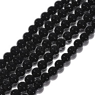 Synthetic Black Stone Beads Strands, Dyed, Round, Black, 10mm, Hole: 1mm, about 19pcs/strand, 7.8 inch(G-G088-10mm)