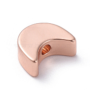 Brass Beads, Long-Lasting Plated, Moon, Real Rose Gold Plated, 5.4x6.9x3mm, Hole: 1mm(X-ZIRC-G160-01RG)
