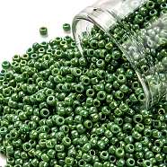 TOHO Round Seed Beads, Japanese Seed Beads, (407) Opaque AB Mint Green, 11/0, 2.2mm, Hole: 0.8mm, about 1110pcs/10g, 10g/bottle(SEED-JPTR11-0407)