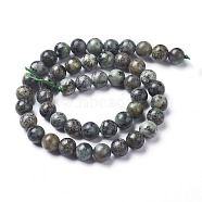 Natural African Turquoise(Jasper) Beads Strands, Round, Medium Turquoise, 8mm, Hole: 1mm, about 47pcs/strand, 15.3 inch(G-D809-02-8mm)