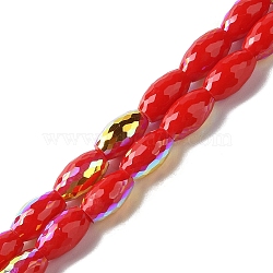 AB Color Plated Electroplate Beads Strands, Faceted, Oval, FireBrick, 10x6mm, Hole: 1.2mm, about 60pcs/strand, 24.02''(61cm)(EGLA-H104-03A)