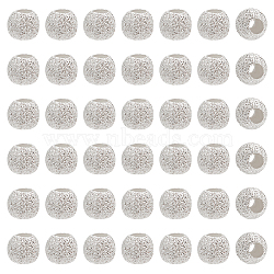 Elite 50Pcs Round 925 Sterling Silver Textured Beads, Silver, 3mm, Hole: 1mm(STER-PH0001-66)