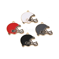 Alloy Enamel Pendants, Cadmium Free & Nickel Free & Lead Free, Golden, Baseball Helmet Charm, Mixed Color, 24.5x28x1.5mm, Hole: 2mm(PALLOY-E028-04G)