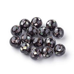 Natural Black Lip Shell Beads, Round, Black, 16mm, Hole: 1mm(SSHEL-Q298-16mm-10)