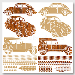 2Pcs 2 Styles PET Hollow Out Drawing Painting Stencils, for DIY Scrapbook, Photo Album, Car Pattern, 300x300mm, 1pc/style(DIY-WH0416-0010)