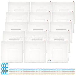 15Pcs A5 Transparent Plastic Invoice Bag Files Folder, Small Bill Storage Bags, Square, 1 Sheet Waterproof Sticker Labels, 1 Bag PET Rectangle Labeling Index Stickers, Mixed Color, 20.5~322x12~321x0.2mm(ABAG-GA0001-23)