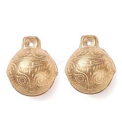 Brass Bell Pendants, Round with Tiger Face, Raw(Unplated), 29x25x18mm, Hole: 2mm(KKB-A003-25mm)