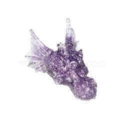 Dragon Resin with Natural Amethyst Chips Inside Display Decorations, Figurine Home Decoration, 60x90x40mm(PW-WG37610-02)