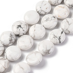 Natural Howlite Beads Strands, Flat Round, 16x6.5~7mm, Hole: 1.2mm, about 25pcs/strand, 14.96~15.35 inch(38~39cm)(G-C159-A01-01)