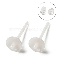 Hypoallergenic Bioceramics Zirconia Ceramic Stud Earring Findings, for Half Drilled Beads, No Fading and Nickel Free, White, 14.5x5mm, Pin: 1mm(FIND-Z007-01D-02)