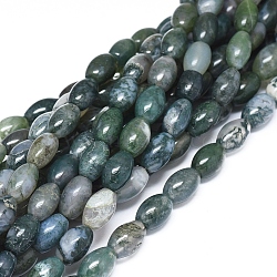 Natural Moss Agate Beads Strands, Dyed & Heated, Rice, 11.5~12x7.5~8mm, Hole: 0.7mm, about 33 pcs/Strand, 15.55 inch(39.5 cm)(G-D0005-10)