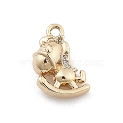 Brass Micro Pave Cubic Zirconia Pendants, Animals Charms, Real 14K Gold Plated, Horse, 12x9x5.5mm, Hole: 1.2mm(KK-M306-06G-01)