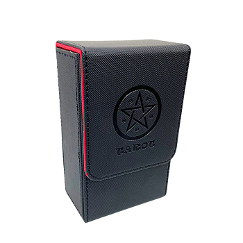 Rectangle Star PU Leather Tarot Card Storage Boxes, Playing Card Organizer Case with Magnetic Clasps, Black, 8.6x5.7x13.7cm