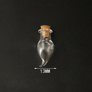 Mini High Borosilicate Glass Bottle Bead Containers, Wishing Bottle, with Cork Stopper, Pepper, Clear, 2.9x1.3cm